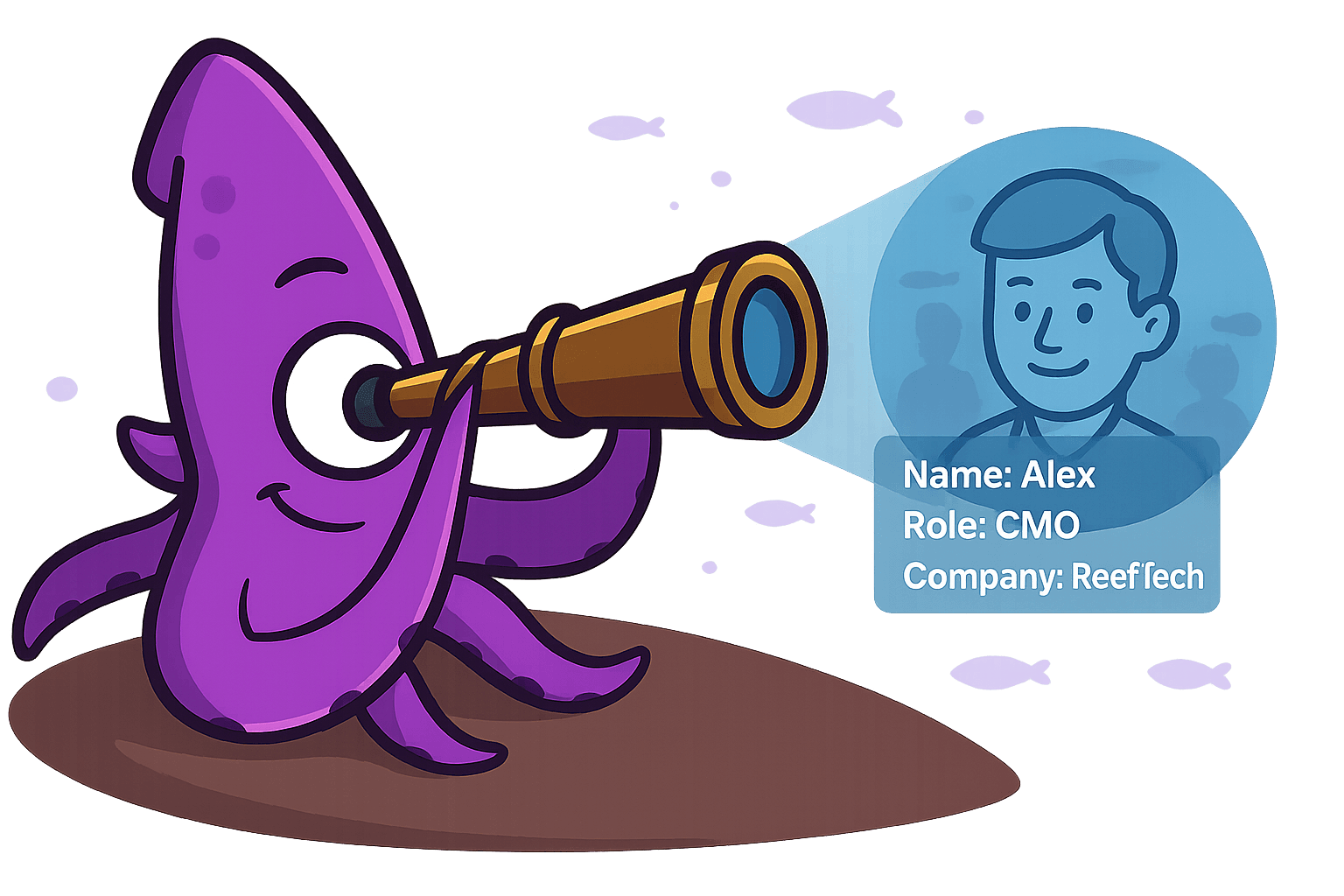 The Squid mascot identifying a website visitor